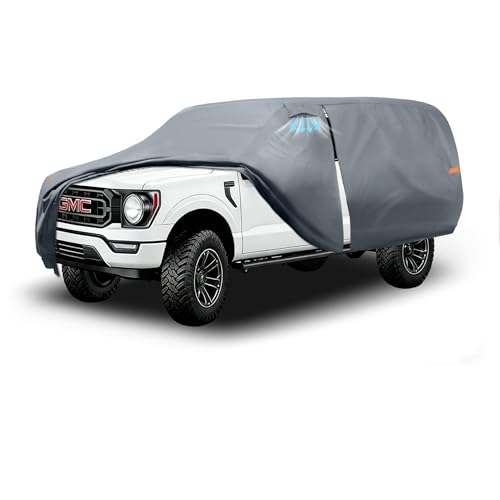 What Camper Shell Fits My Truck 3 Truck Cover with Camper Shell Topper, Universal Fit Ford F-Series,Chevy Silverado,Dodge Ram,GMC Sierra and Toyota Tundra etc, Truck Cover Waterproof All Weather with Zipper(Length:242 to 262 in)