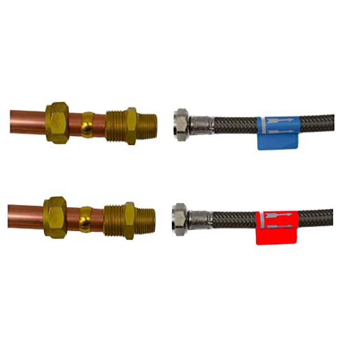 GROHE Pair of Adaptors for UK Fittings - 15mm Compression by 3/8 Inch BSP Male Thread (Ideal for connecting European 3/8" Flexi Connections, Brass Adapters for Kitchen & Bathroom Mixer Taps), Set of 2