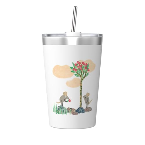 タンブラー レオ レオニ 絵本 水筒 ストローカップ マグボトル コップ 340ml ストロー付き 魔法瓶 真空断熱 保温保冷 コーヒー おしゃれ 直飲み 車用 子供 遠足 通勤 通学