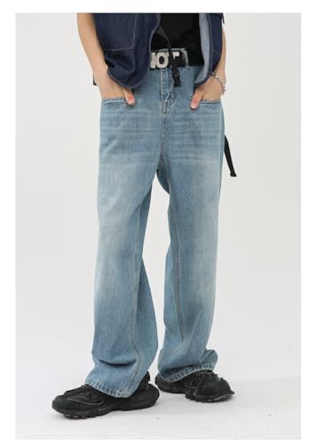 Men's Denim Jeans Retro Straight Leg Korean Style Loose Wide Leg Casual Commuting Office Pants for Men3