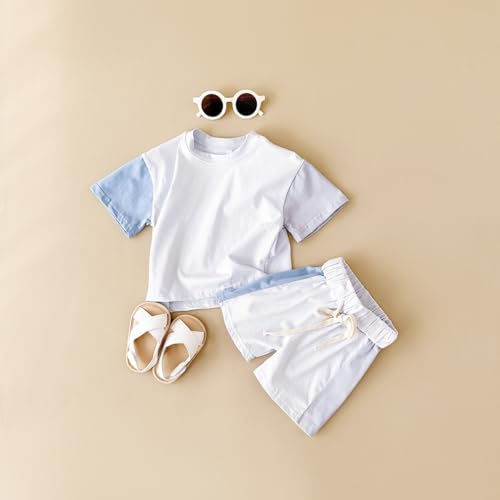 Image of 4 Piece Baby Boys' Clothing Sets Toddler Summer Outfits | Cotton Cute Baby Boy Summer Clothes, Short Sleeve Toddler T Shirts & Elastic Short Sets for Infant