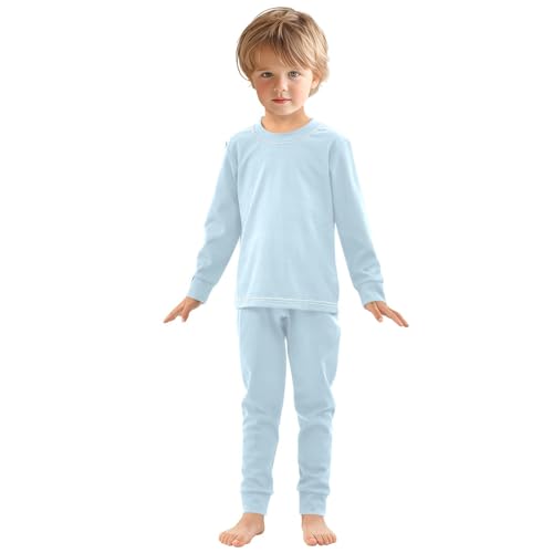 Light Blue Long Sleeve Pajamas Set Sleepwear Jammies 2pcs Set Pjs Light Blue 02