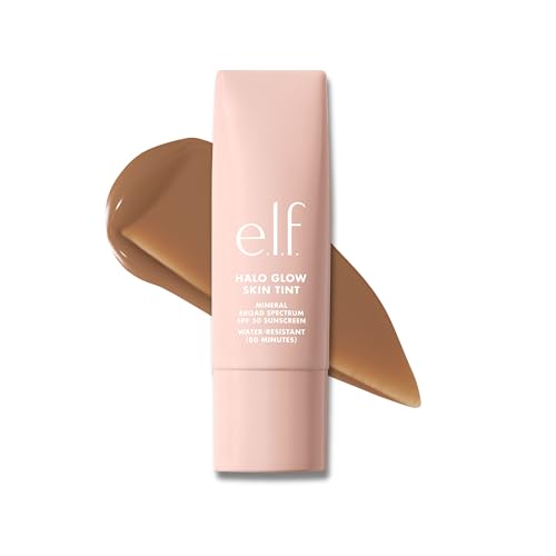 e.l.f. Halo Glow Skin Tint SPF 50, Tinted Moisturizer For Light, Buildable Coverage, Creates A Natural Glow, Vegan & Cruelty-Free, 12 Tan Cool
