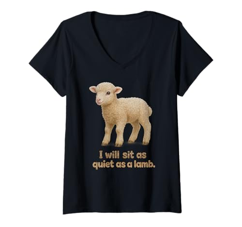 Photo de Femme Distressed Sit Quiet Lamb King John Arthur Shakespeare Citation T-Shirt avec Col en V