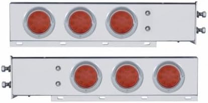 United Pacific 61643 Light Bar, Rear, Spring Loaded, with 2.5" Bolt Pattern, Reflector/Stop/Turn/Tail Light, Red LED and Lens, Chrome/Steel Housing, with Chrome Bezels and Visors, 12 LED Per Light