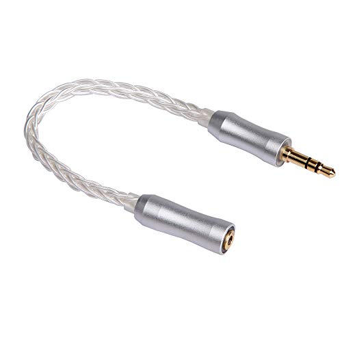 kmrlim-FDBRO 8 Core Male to Female Earphone Adapter, Jack Adapter Connector,Headphone Extension Cable,Audio Cable(2.5mm(Male)-3.5mm(Female), Silver)