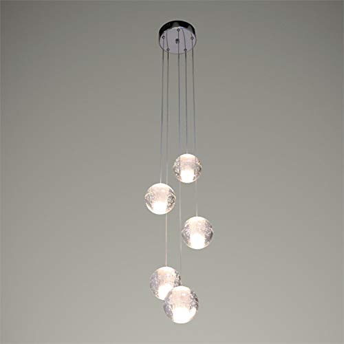 Chandelier drop 5 têtes LED G4 avec suspension cristal hauteur réglable