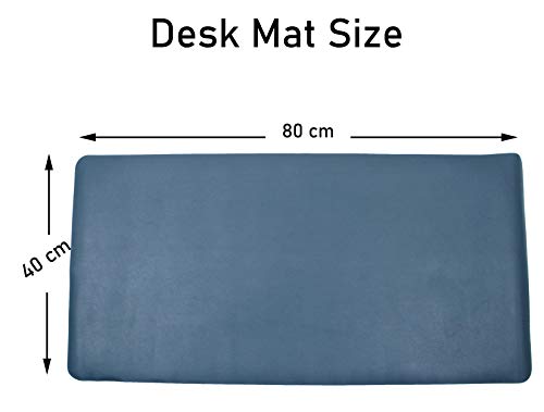 Image of MemeHo Upgraded Leather Desk Pad |Waterproof Desk Blotter Protector | Non-Slip Desk Writing Pad for Office Home (Color Yellow / Dark Blue, Size L70 *W35 cm)