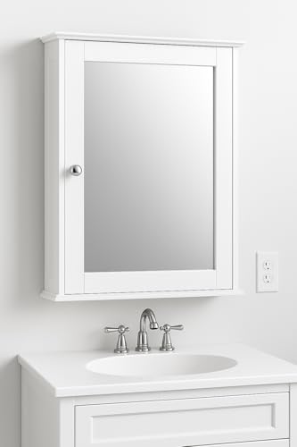 raxter Bathroom Wall Cabinet with Mirror Door, White, Single Door Storage Cupboard with Adjustable Shelves, 35W x 55H x 21D cm - Cosy Home Interiors raxter Bathroom Wall Cabinet with Mirror Door, White, Single Door Storage Cupboard with Adjustable Shelves, 35W x 55H x 21D cm - Image 2