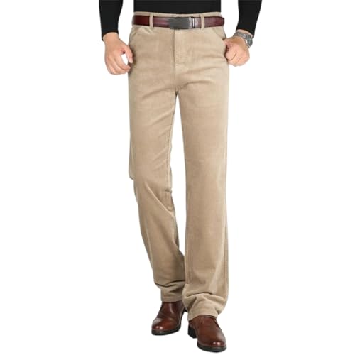 Pantalon velours côtelé homme large en coton plissé décontracté taille haute