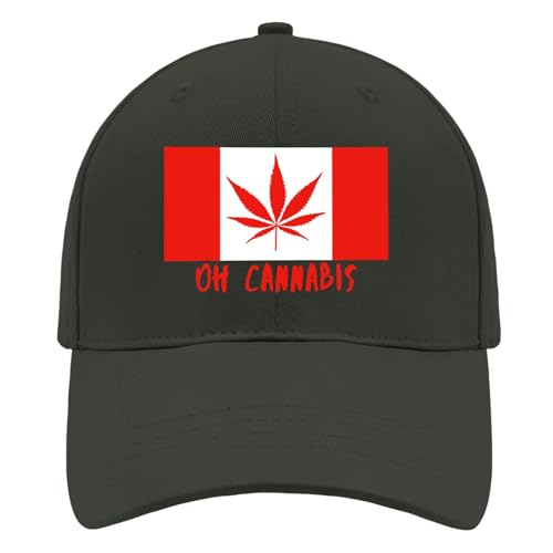 Oh Cannabis Canada Weed Maple Leaf Gras Weed Ganja Hats for Men Sport Hat for Women's Summer Hat Adjustable Visor Hat Blackish Green