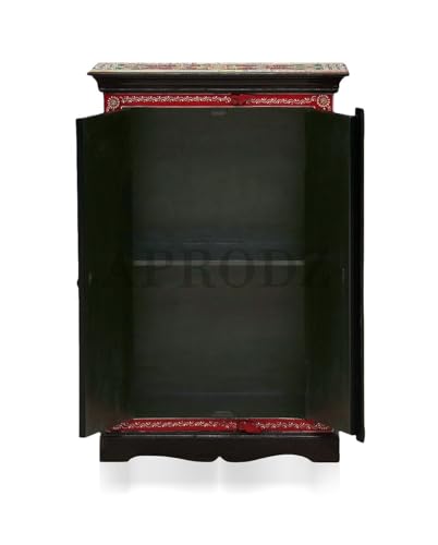 Image of APRODZ Wooden Handpainted Storage Cabinet for Living Room (Multicolor)