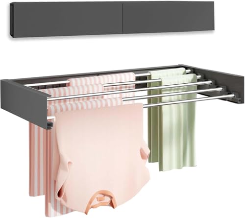 Image of Balcony with 5 Rods /Collapsible Metal Foldable Wall Mount Clothes Hanger /Cloth Drying Stand for Clothes Drying Rack for Laundry /Space Saver /Indoor /Outdoor