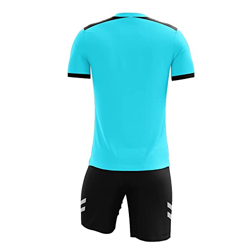 Men's Soccer Referee Uniform Short Sleeve Pro Referee Soccer Jersey - Includes Referee Jersey and Shorts