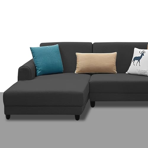 Image of Kraven LHS 4 Seater L Shape Sofa Set for Living Room (Black Fabric) Premium Fabric Sofa
