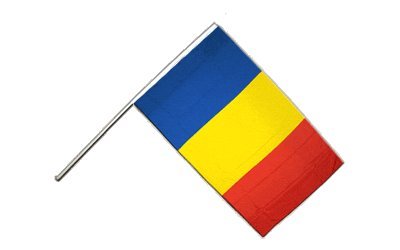 Drapeau Roumanie sur hampe 60x90 pavillon roumain tricolore pour intérieur