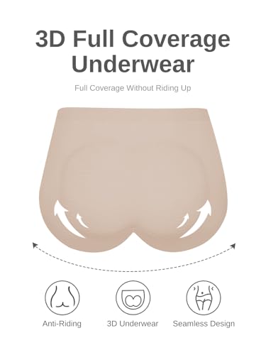 Image of Cuweni Womens Underwear Seamless High Waisted Briefs Silky Stretch No Show Breathable Full Coverage Ladies Panties 6 Pack
