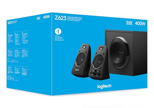 Image of Logitech Z623 THX 2.1 Speaker System with Subwoofer, THX Certified Audio, 400 Watts Peak Power, Deep Bass, Multi Device, 3.5mm & RCA Inputs, Easy Controls, PC /PS4 /Xbox /DVD Player /TV /Smartphone /Tablet