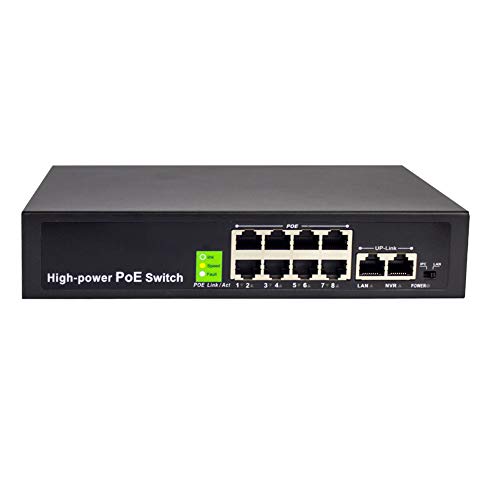 8 Port PoE Switch for IP Cameras with 2 Uplink Ports,Unmanaged Power Over