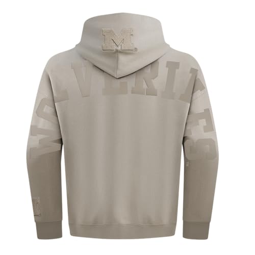 Pro Standard Mens Ncaa University Of Michigan Wingspan Pull Over Hoodie Taupe