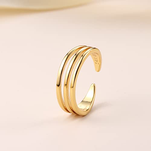 Haiaiso 14K Gold Filled Toe Rings Adjustable Toe Ring For Women Thin Toe Rings Minimalist Open Band Toe Ring Summer Beach Foot Jewelry(3 Row) #TOP3