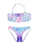 Traje de Baño para Niñas Conjunto de Bikini de Dos Piezas Sets Tankini Traje de Baño para Niñas 2-14 Años (4-6 Years, LA707-Blue Purple)
