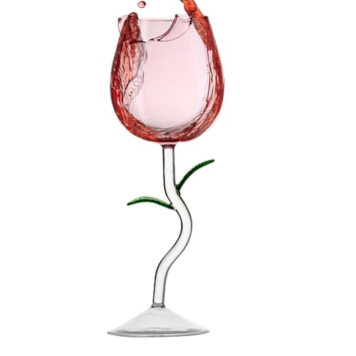 Weinglas, Roséweinglas, Rosenblumenkelche, Wine Glasses, Kreativer Weinbecher, Glasbecher Rotweinkelche Rotweinglas Stielgläser Hochzeitsfeierzubehör Valentinsglaskelch Cocktailkelche