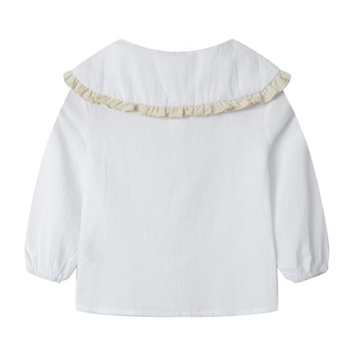 Image of Mud Kingdom Girls Blouse Shirts Spring Fall Long Sleeve Button-Down Top Ruffle Collar