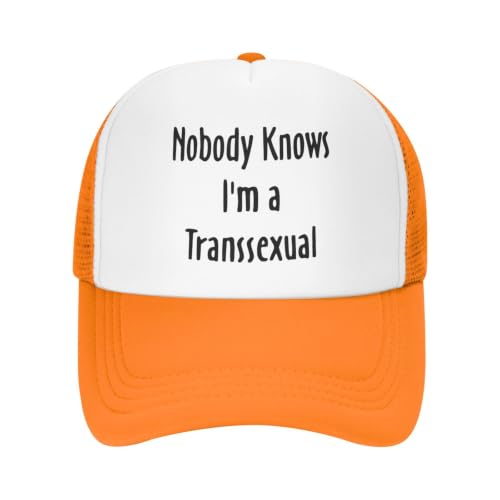 Nobody Knows I'm Trans Trucker Hat Mesh Baseball Cap Orange