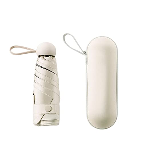 SPELAX Parapluie Mini parapluie pour femme anti-UV avec boîte Beige