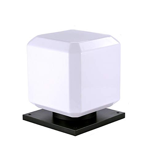 KMYX Tradizionale alimentazione esterna del prato inglese Lampada acrilica quadrata paralume della lampada Colonna Esterno Terrazza Patio Recinzioni impermeabile IP55 Messaggio prato luce