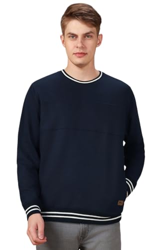 Image of Dennis Lingo Men Solid Polycotton Regular Fit Full Sleeves Pullover Sweatshirts