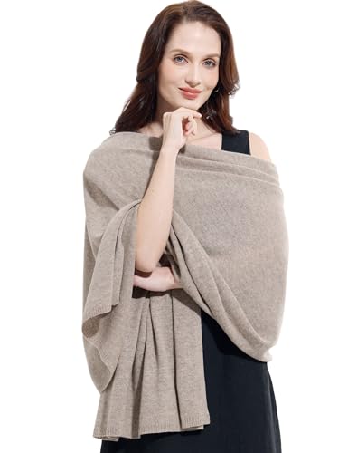 RYYOYY Soft Cashmere Blend Wrap Chic Pashmina Scarf Stole for Women Wayfarer Travel Extra Large 87x28 Dark Mottle Camel