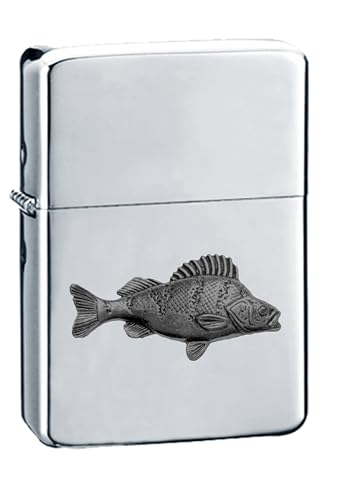 Briquet F34 poisson perche rechargeable essence coupe-vent