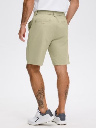 JEMLDL Men's Golf Dress Shorts 9" Lightweight Casual Shorts for Men with 4 Pockets Quick Dry Breathable Work Shorts Khaki Green 3X-Large — view 2