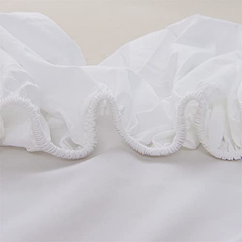 Holawakaka Ruffled Diamond 5 Piece Comforter Sheets Set, Queen Size Vintage Shabby Chic Ruffles Bedding Sets, Neutral Farmhouse Home Bed In A Bag Set (White, Queen) #TOP7