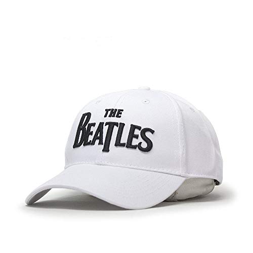 The Beatles Classic Adjustable Baseball Cap Drop T Logo SGT Pepper Drum Abbey Road (Black Drop T White) - Les Beatles, Paul McCartney, John Lennon, RIngo Starr, George Harrison The Beatles Classic Adjustable Baseball Cap Drop T Logo SGT Pepper Drum Abbey Road (Black Drop T White)