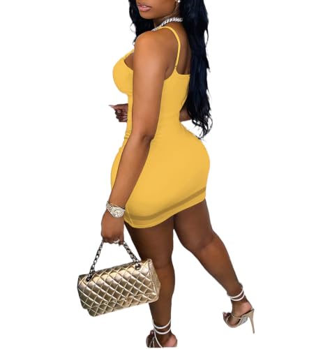 Image of Sexy Bodycon Mini Dress for Women Sweetheart Neck Spaghetti Strap Mesh Hem Party Club Night Out Short Dresses
