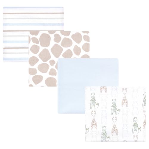 Image of Hudson Baby Cotton Flannel Receiving Blankets 4-Pack, Modern Safari Friends, One Size
