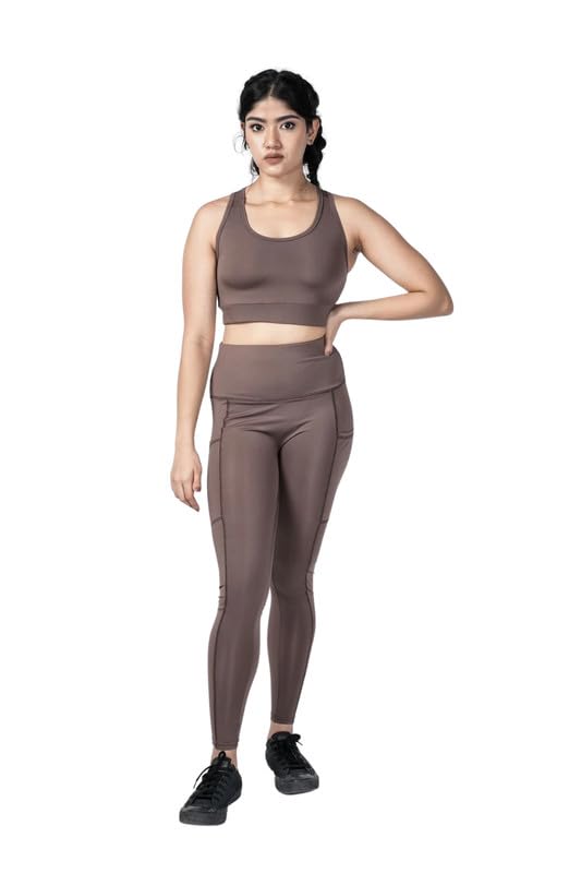 Image of Gym Wear Co-ord Set for Women Stretchable Top & Leggings for Women's & Girls Suitable for Yoga Jogging & Gym Western Coord Set