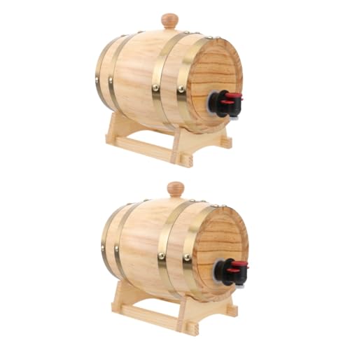 PRETYZOOM 2 Pz Botte di Vino pentola Filtro bollire peonie Regolabile per Amanti del Vino Botte Vino contenitori distributore di Botti di Vino Pratico Secchio di Legno Rosso Quercia