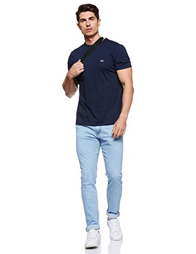 Lacoste Men's Short Sleeve Crew Neck Pima Cotton Jersey T-shirt, Navy Blue, L