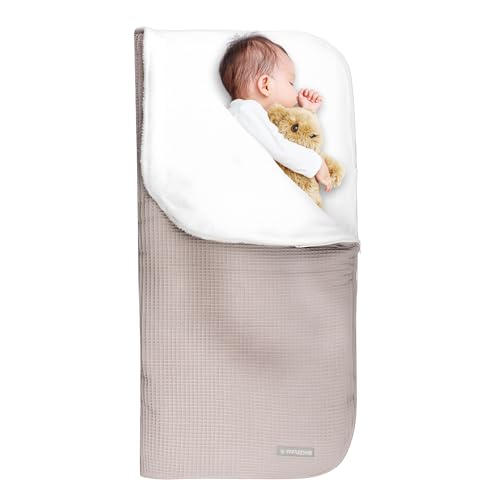 MIMUSELINA | Saco de Primavera para Bebe | Saco para el Capazo, Cuna o el Carro de tu Bebé | con Tacto Suave para Dormir Muy Calentito | Saco 93x45cm o Manta 93x93cm - Wafle Topo