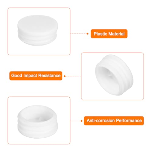 Image of uxcell 1-5 /8 inch(42mm) Round Plastic Plug, 4 Pcs White Pipe Tubing End Cap Plastic Plug Cap Insert Glide Insert for Metal Tubing Fence Table Chairs Furniture