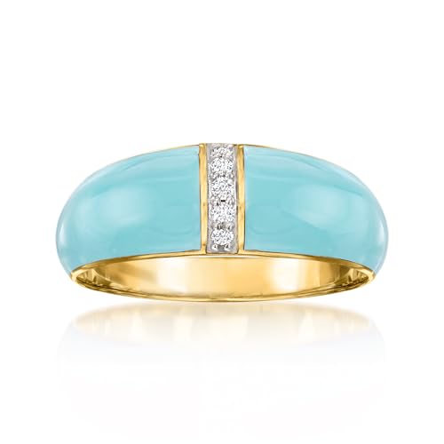 Pastel Blue Enamel Dome Ring With Diamonds