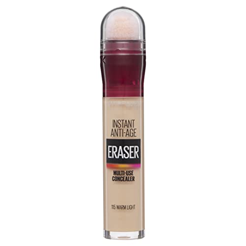 Maybelline Instant Anti Age Eraser Eye Concealer, Dark Circles and Blemish Concealer, Ultra Blendable Formula, 115 Warm Light