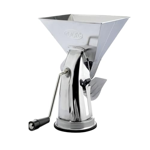 Crisalide® - Passapomodoro Manuale in Acciaio Inox 18/C con Ventosa Antiscivolo, Rullo in Alluminio, Retina in Acciaio Inox 18/10 e Leva in Nylon