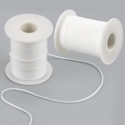 400 Ft Braided Wick 24 Ply Candle Wick Spool 2 Rolls Braided Wick Spools Bulk Cotton Yarn Embroidery Thread for Candle Making Candle DIY