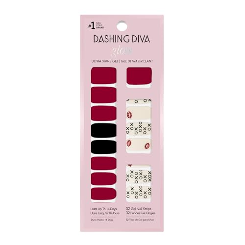 Dashing Diva Gloss Nail Strips - Admittedly Obsessed - UV Free, Chip Resistant, Long Lasting Gel Stickers - Contains 32 Wraps, 1 Prep Pad, 1 File