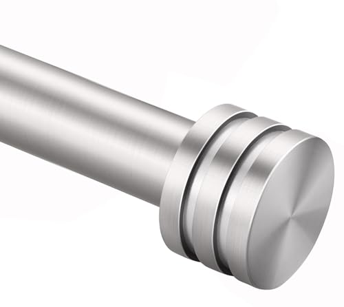 Fumlyate FA-040 Single Curtain Rods 72-144 Inches,1 Inch Heavy Duty Adjustable Window Drapery Rod, Modern Round Decorative Windows Curtains Rods, Brushed Nickel thumb #1